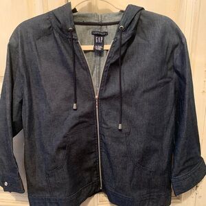 GAP Navy Blue Stretch Denim Zip-Up Hoodie